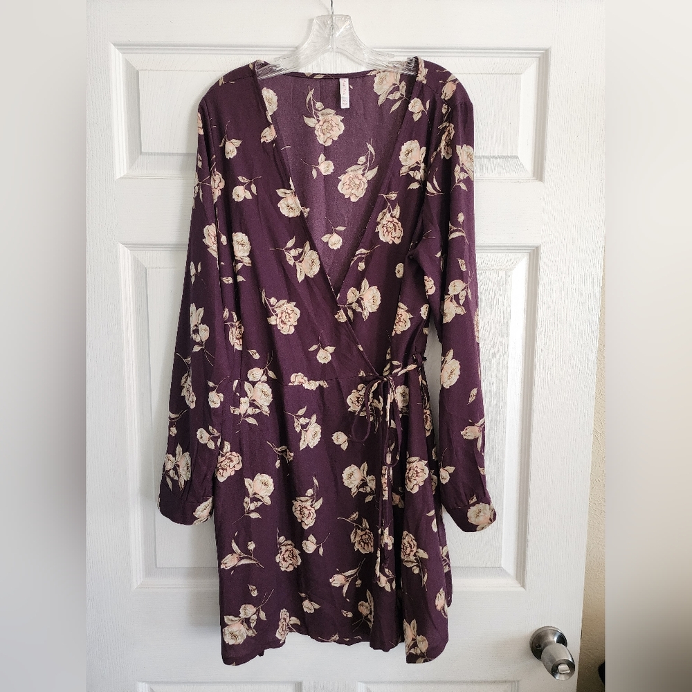 Purple Floral Wrap Dress